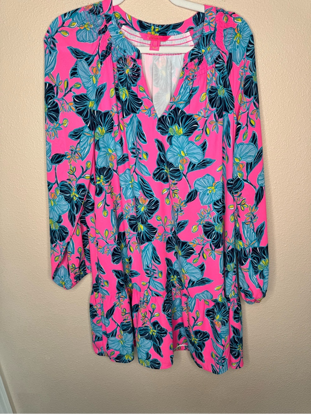Lilly Pulitzer “Lucee” Pink Floral Tunic Dress Size M - Picture 2 of 7